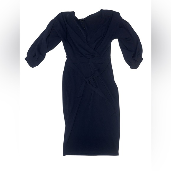 Navy Long Sleeve Off-Shoulder Dress - Picture 4 of 4